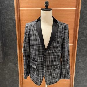 EDGE WD.NY Plaid Tux Blazer Slim Fit M